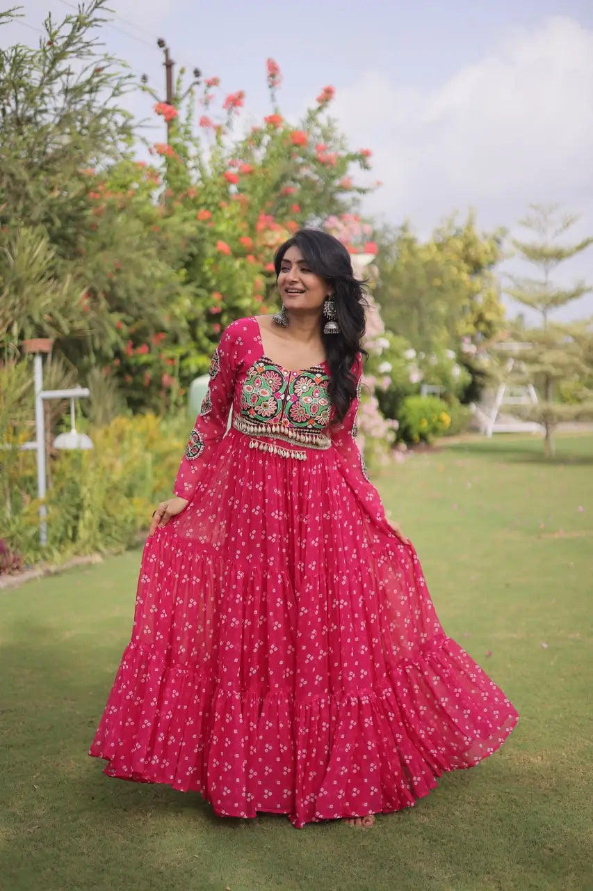 Bandhani Kutchi Patchwork Gown