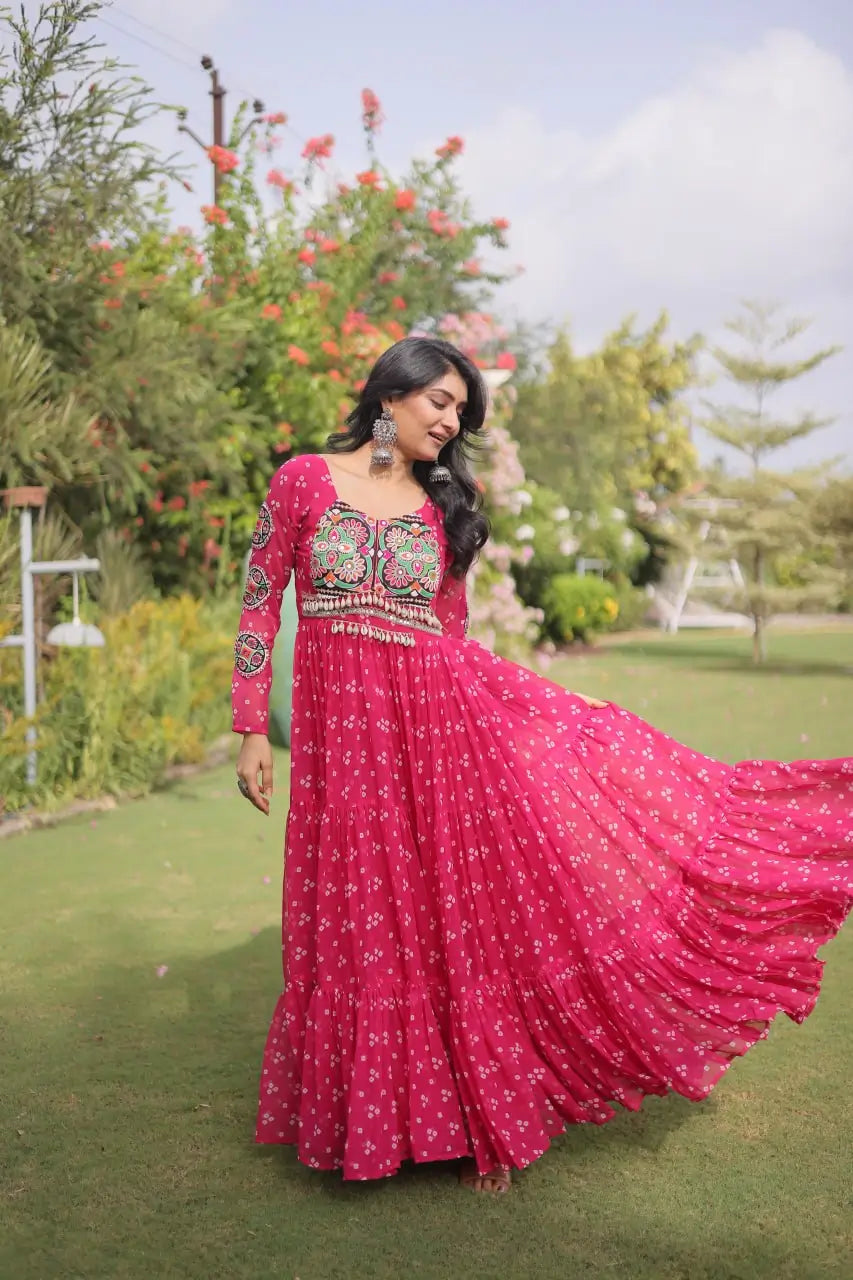 Bandhani Kutchi Patchwork Gown
