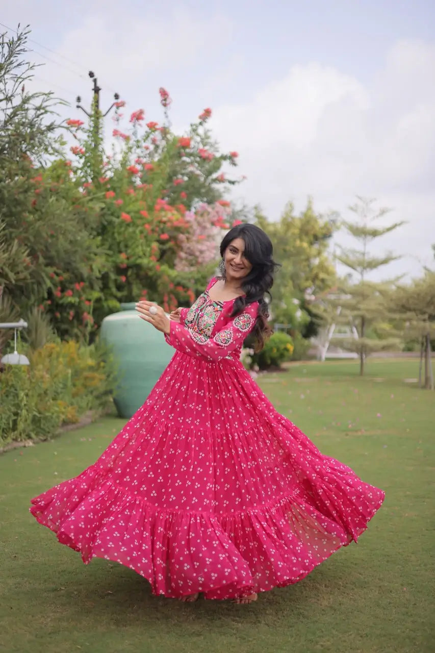 Bandhani Kutchi Patchwork Gown