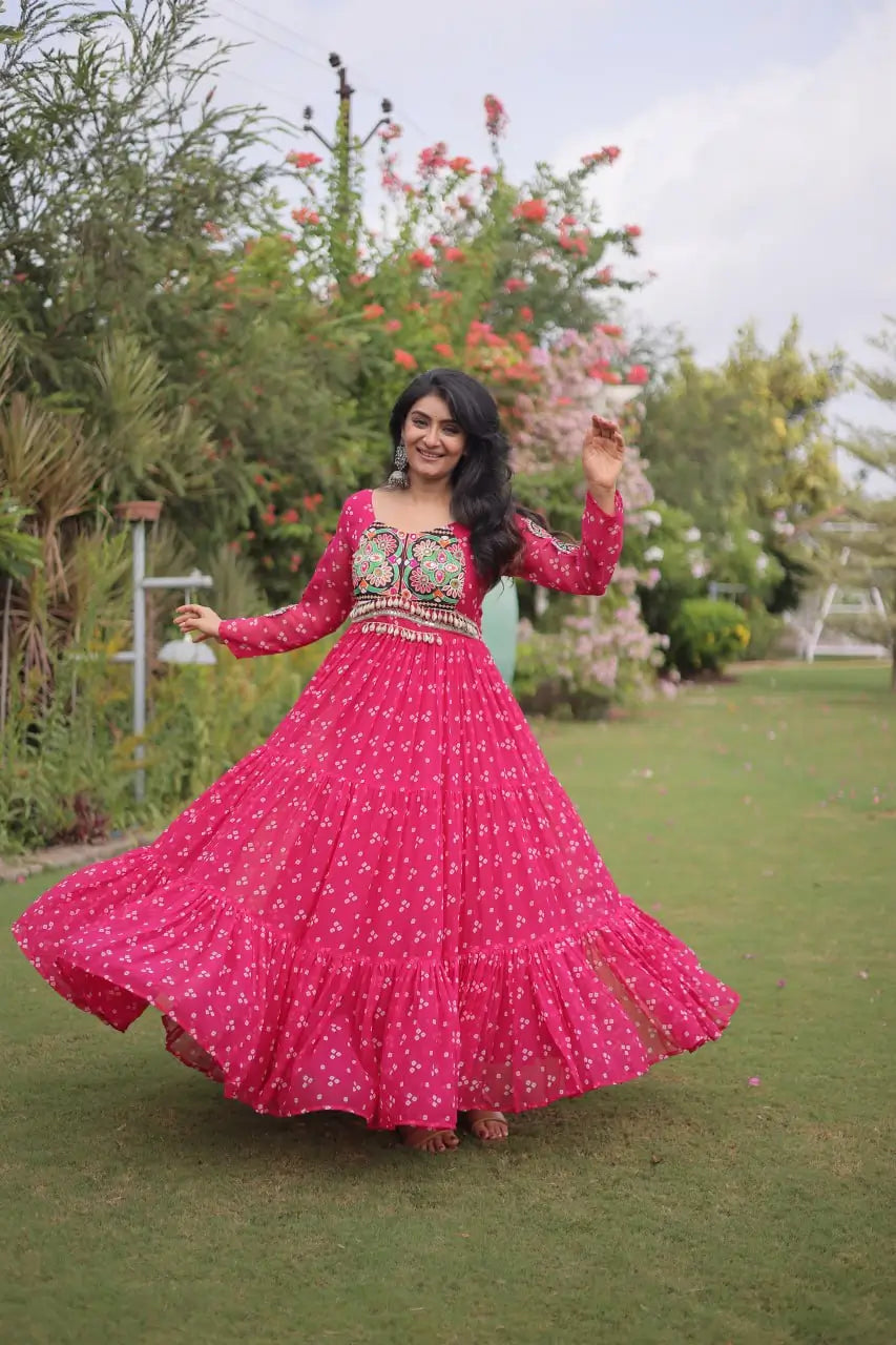 Bandhani Kutchi Patchwork Gown