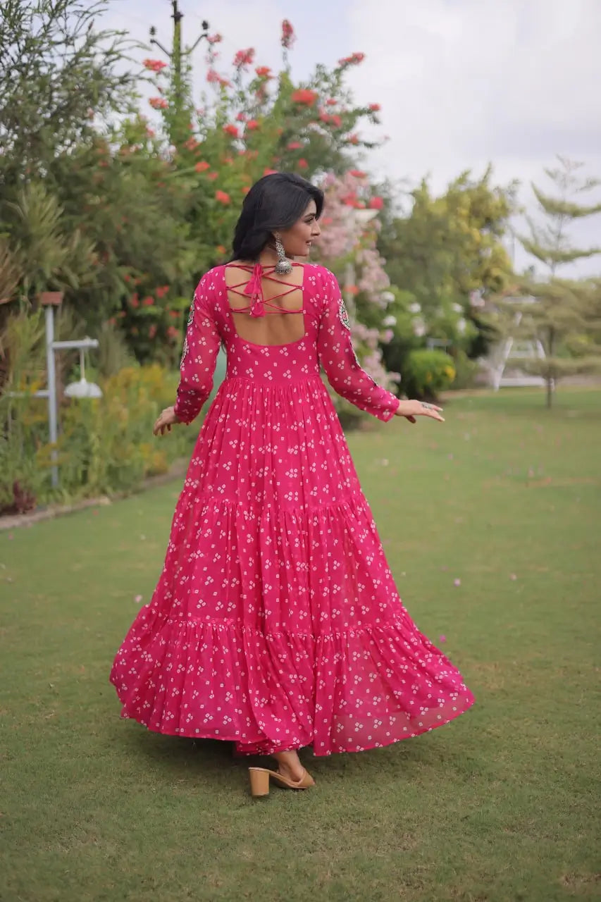 Bandhani Kutchi Patchwork Gown