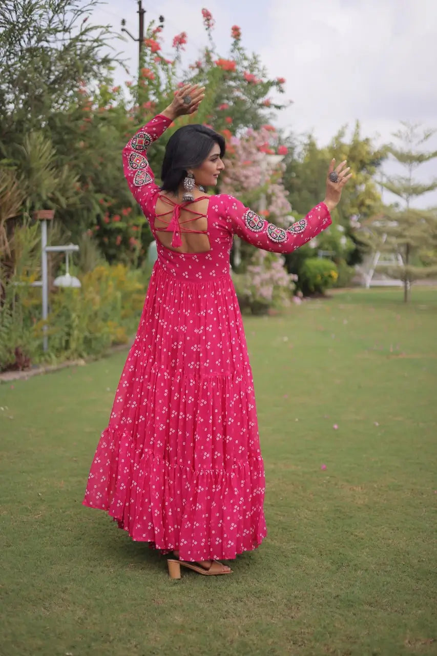 Bandhani Kutchi Patchwork Gown