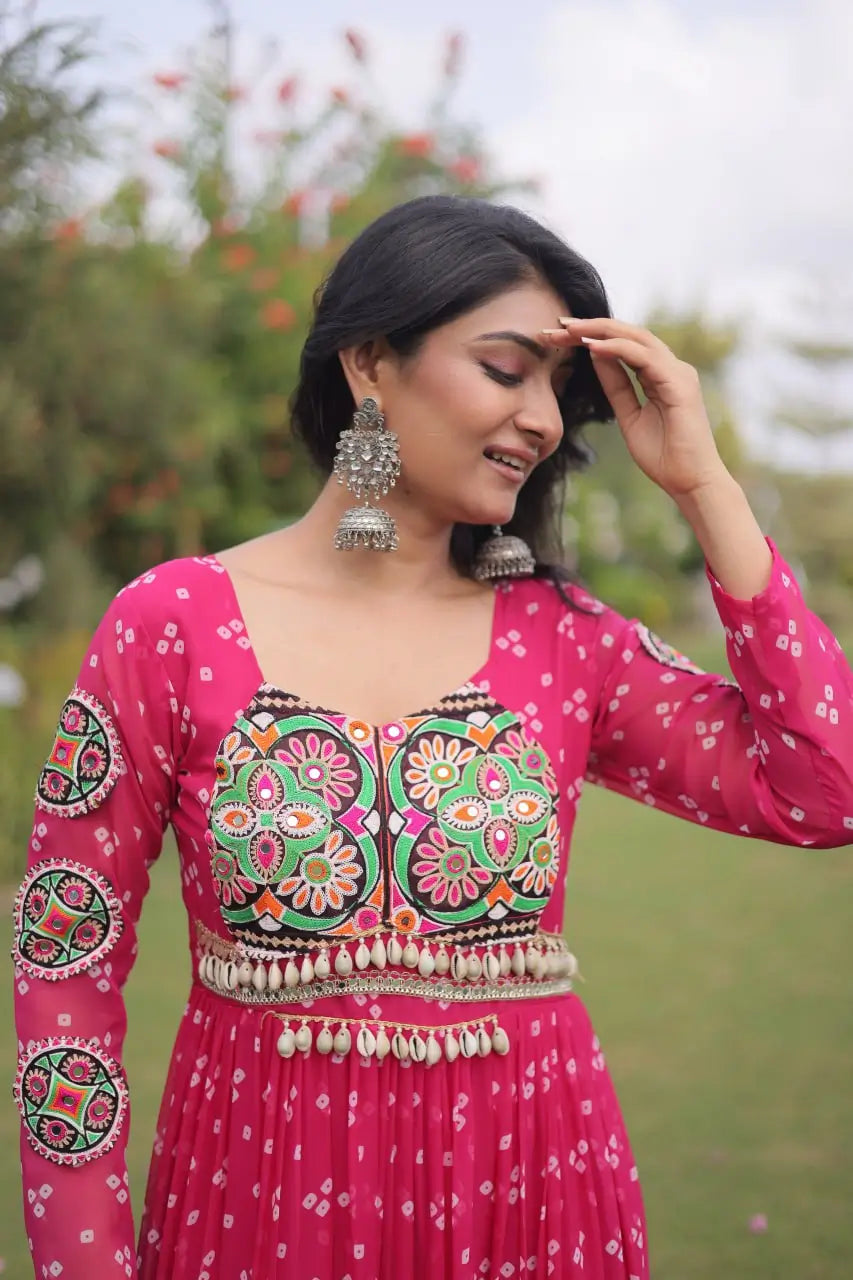 Bandhani Kutchi Patchwork Gown