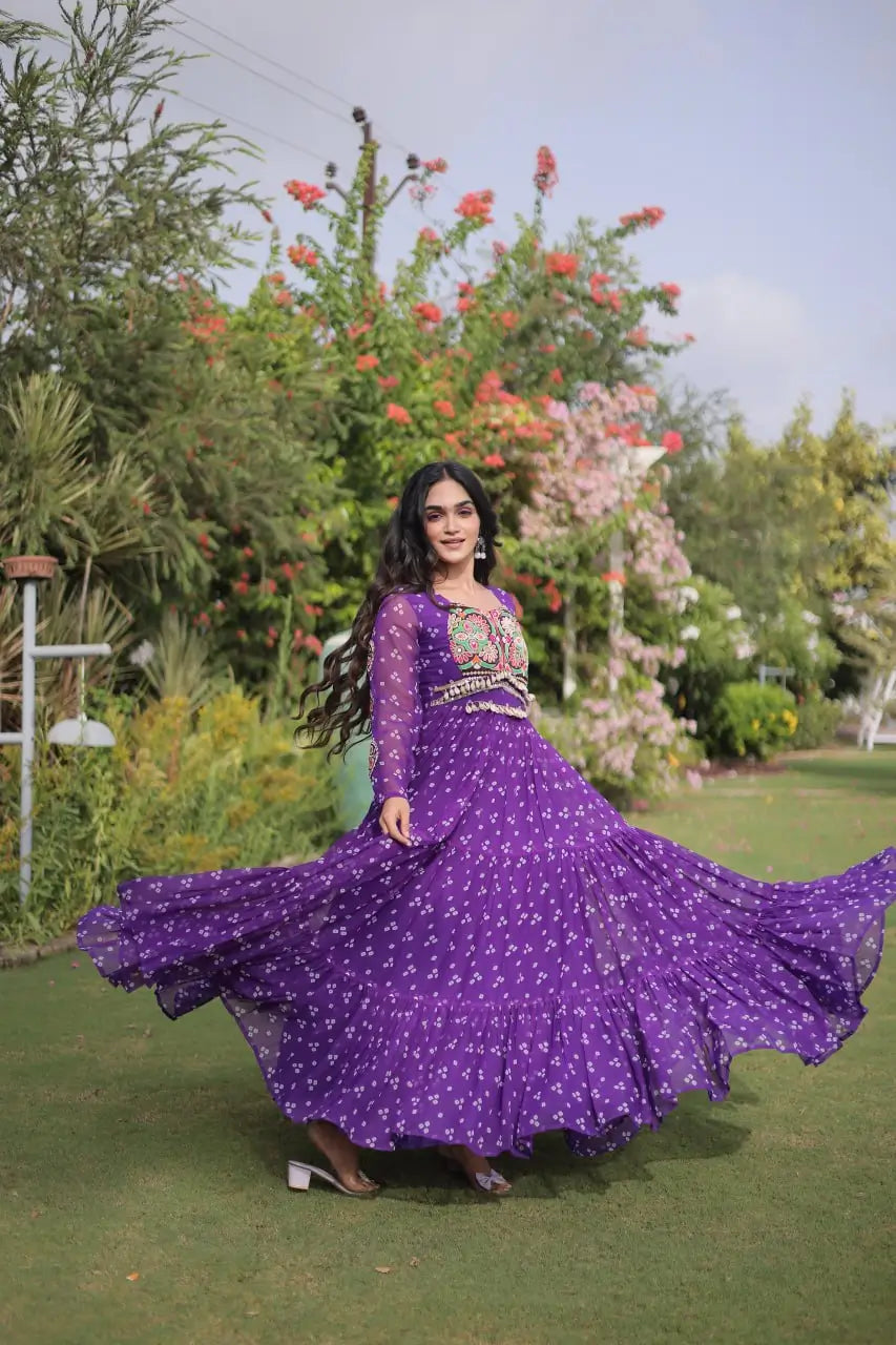 Bandhani Kutchi Patchwork Gown