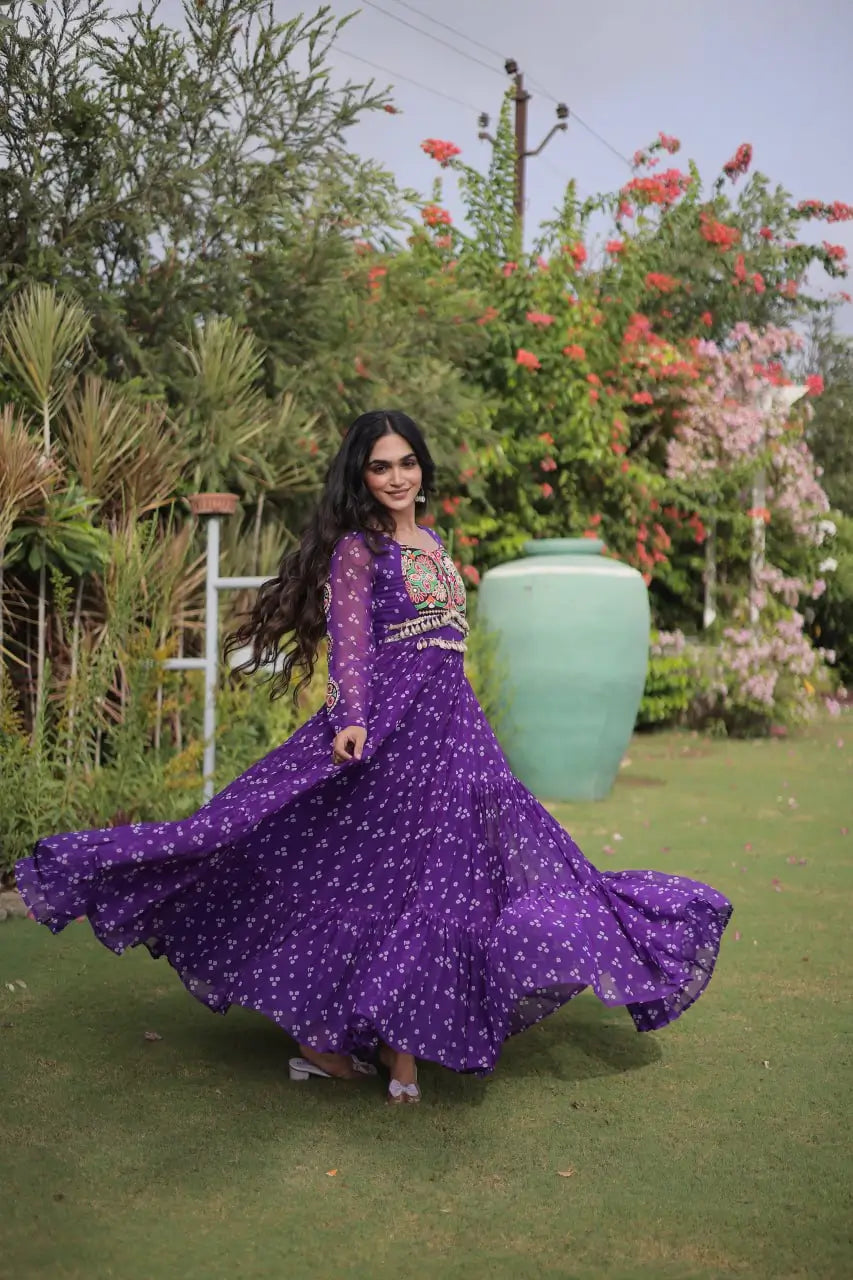 Bandhani Kutchi Patchwork Gown