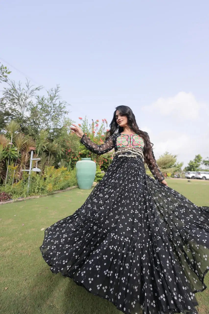 Bandhani Kutchi Patchwork Gown
