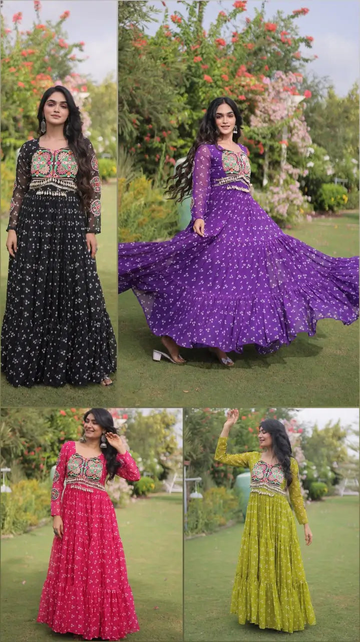 Bandhani Kutchi Patchwork Gown
