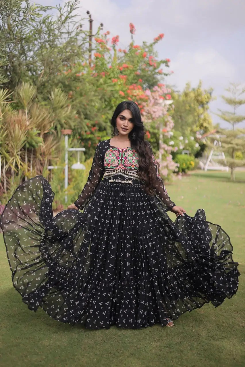 Bandhani Kutchi Patchwork Gown