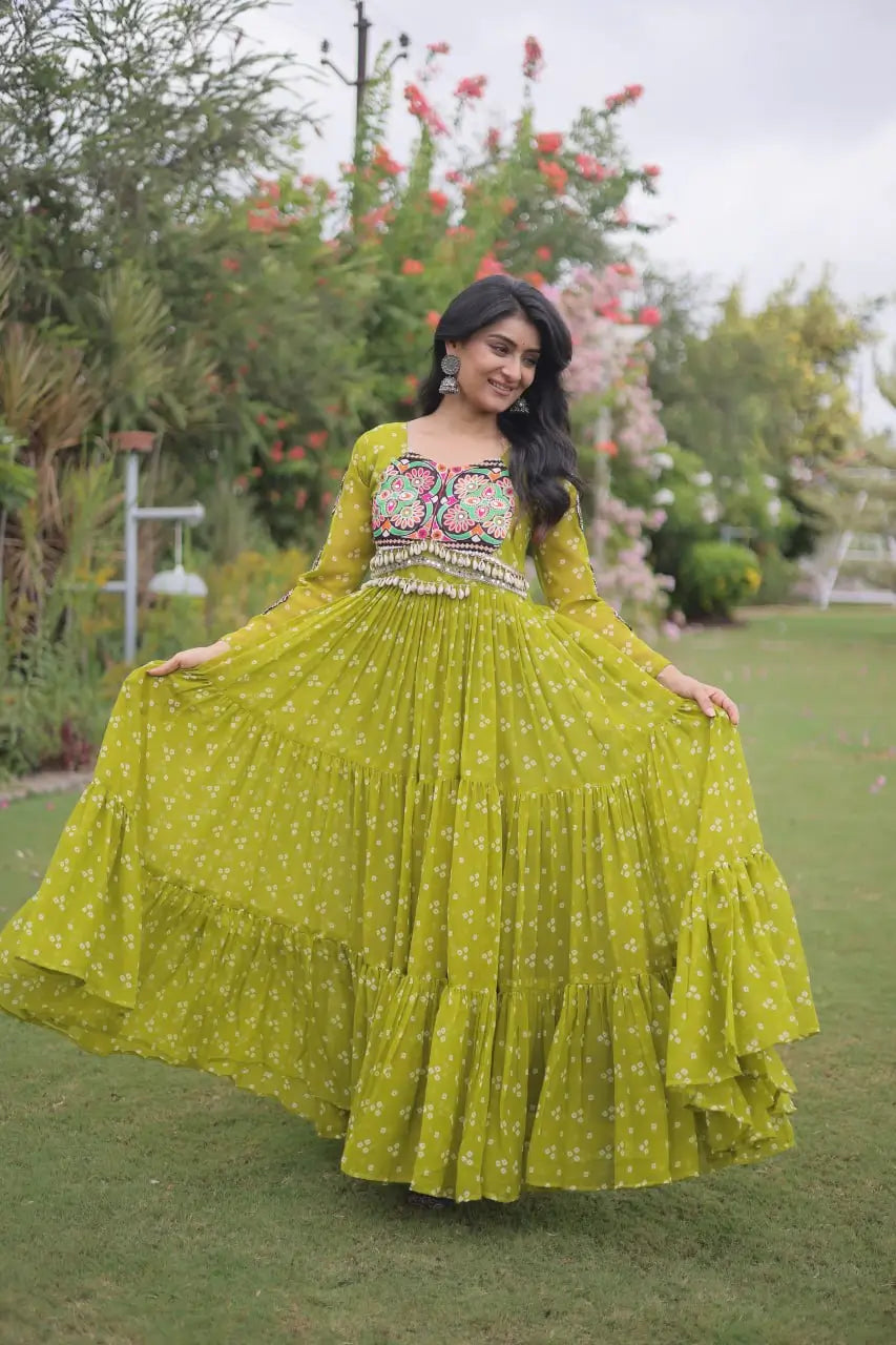 Bandhani Kutchi Patchwork Gown