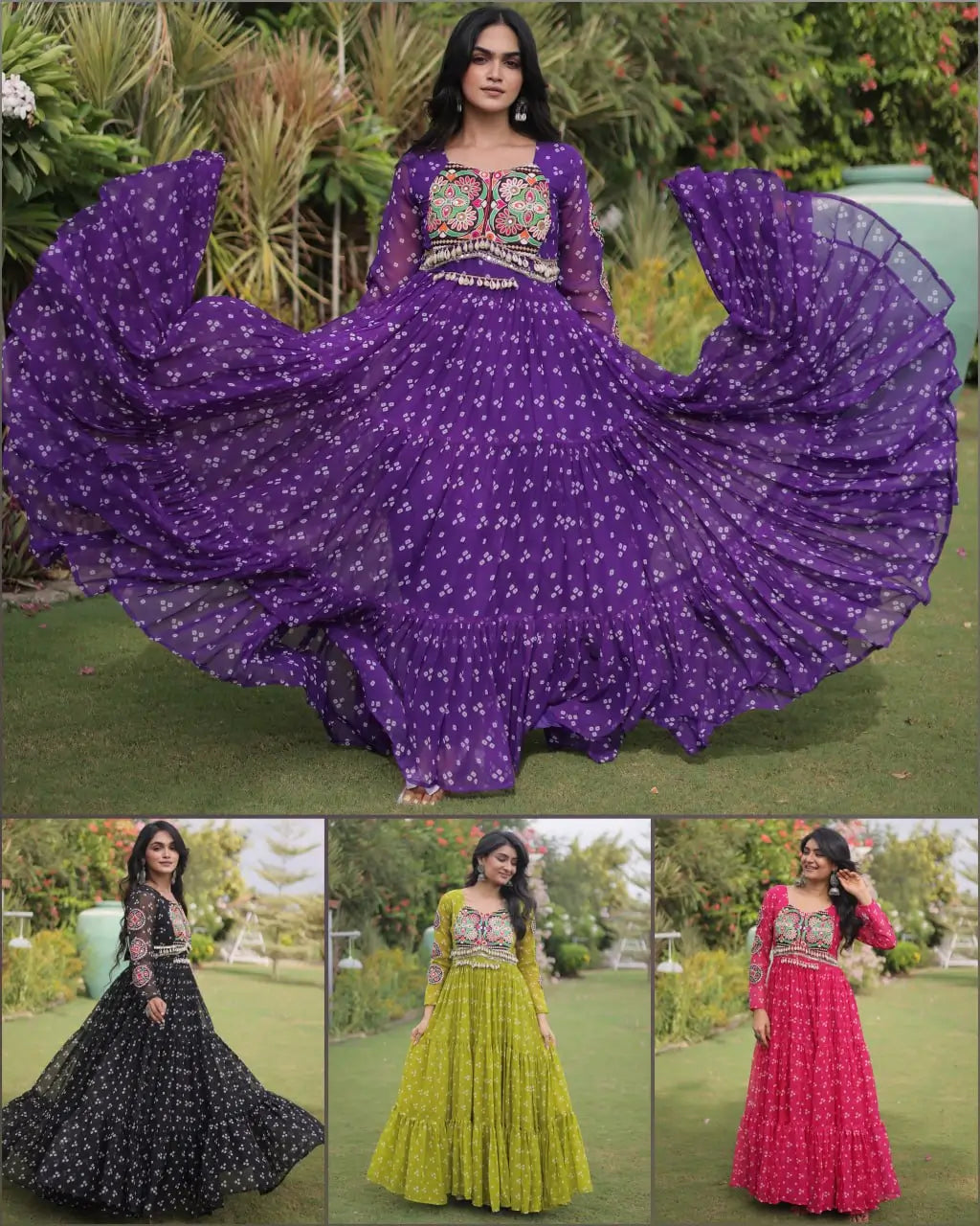 Bandhani Kutchi Patchwork Gown