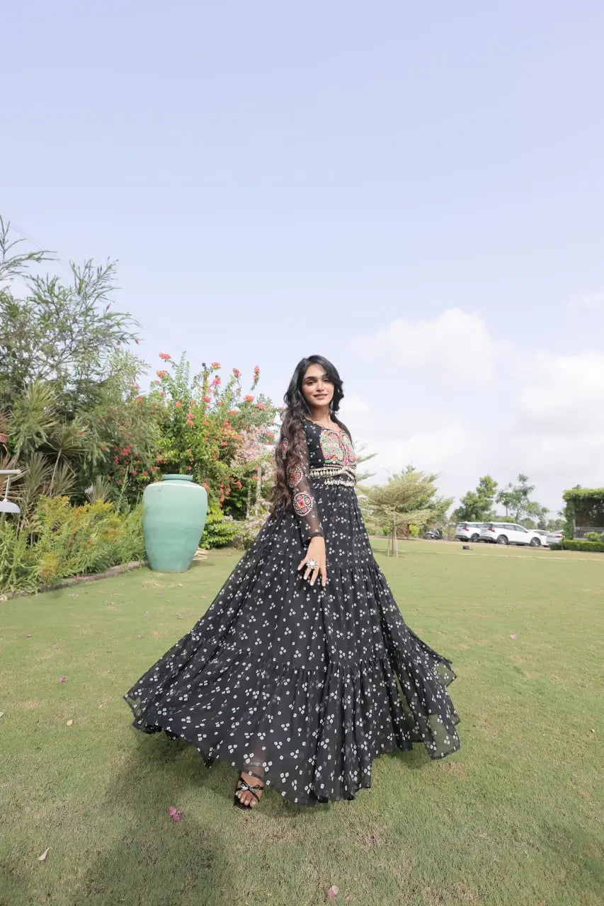 Bandhani Kutchi Patchwork Gown
