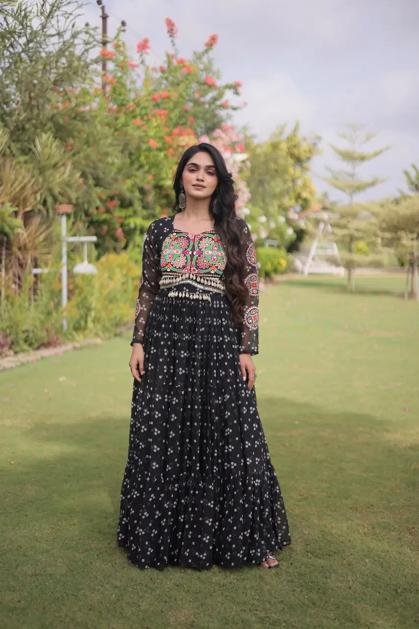 Bandhani Kutchi Patchwork Gown