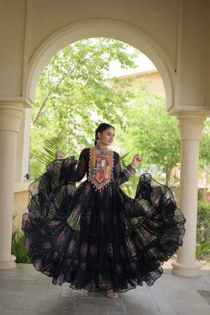 Bandhani Kutchi Tiered Gown
