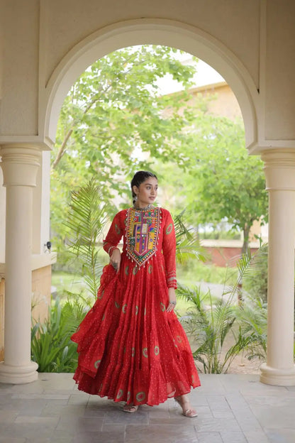 Bandhani Kutchi Tiered Gown