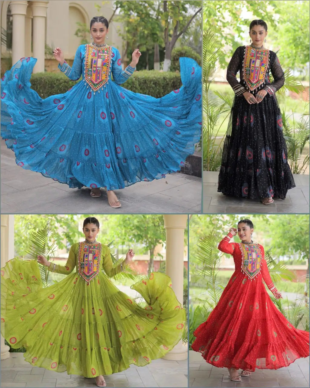 Bandhani Kutchi Tiered Gown