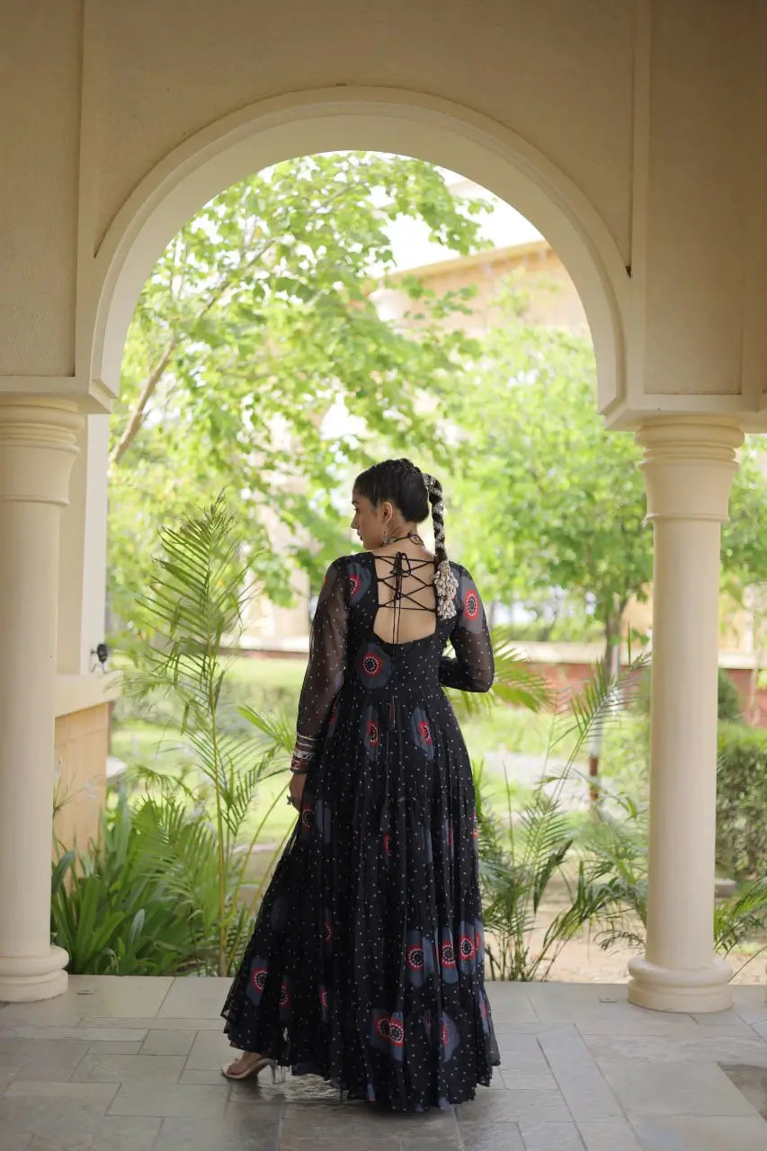 Bandhani Kutchi Tiered Gown