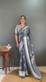Bandhani Leaf Print Saree