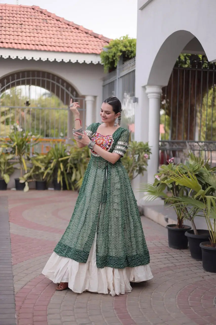 Bandhani Medallion Jacket Lehenga