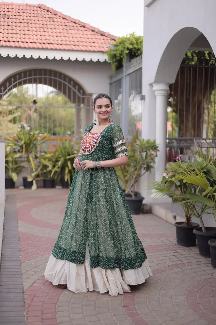 Bandhani Medallion Jacket Lehenga