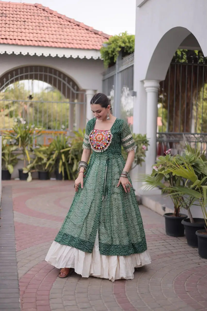 Bandhani Medallion Jacket Lehenga