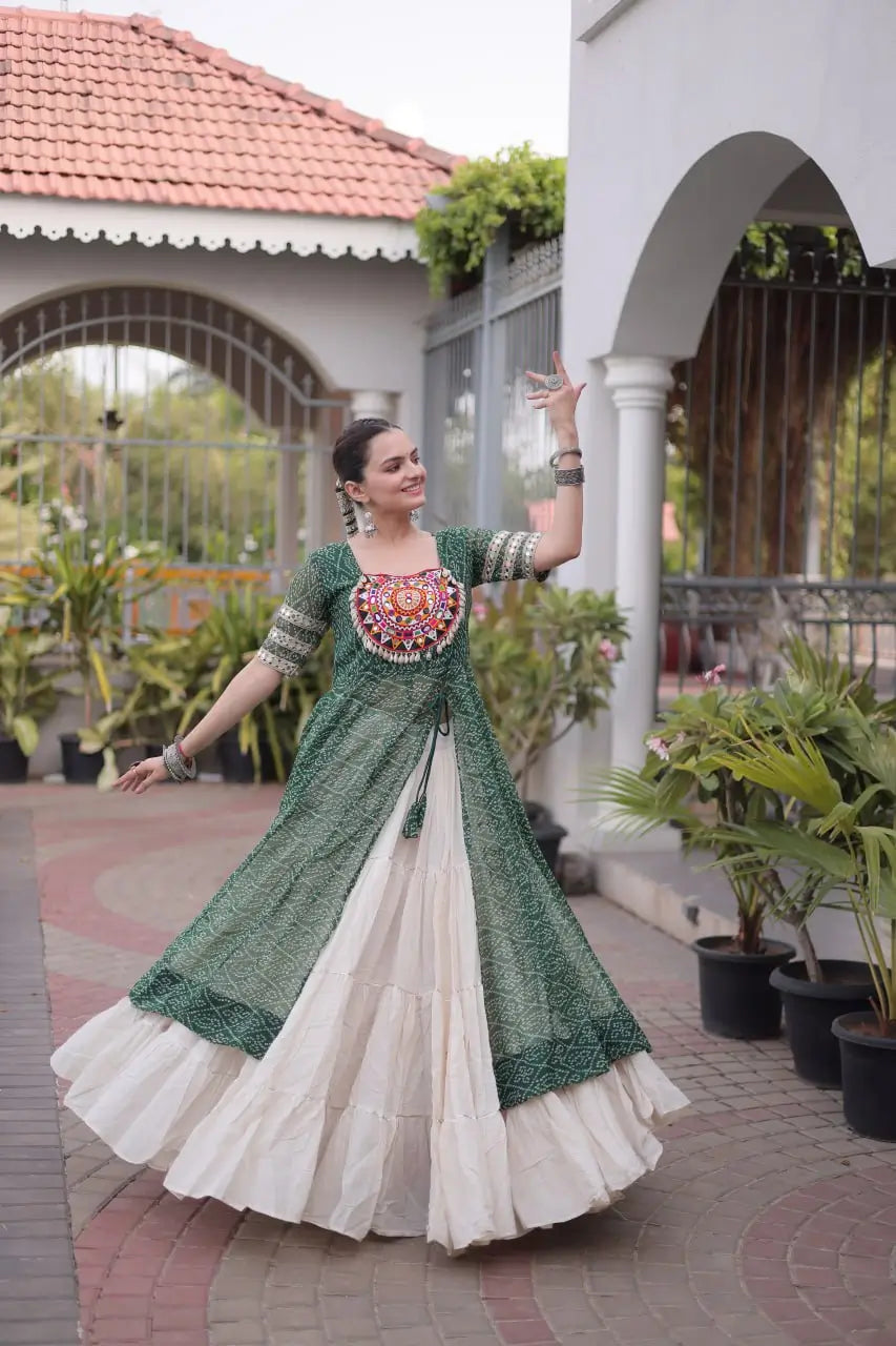 Bandhani Medallion Jacket Lehenga