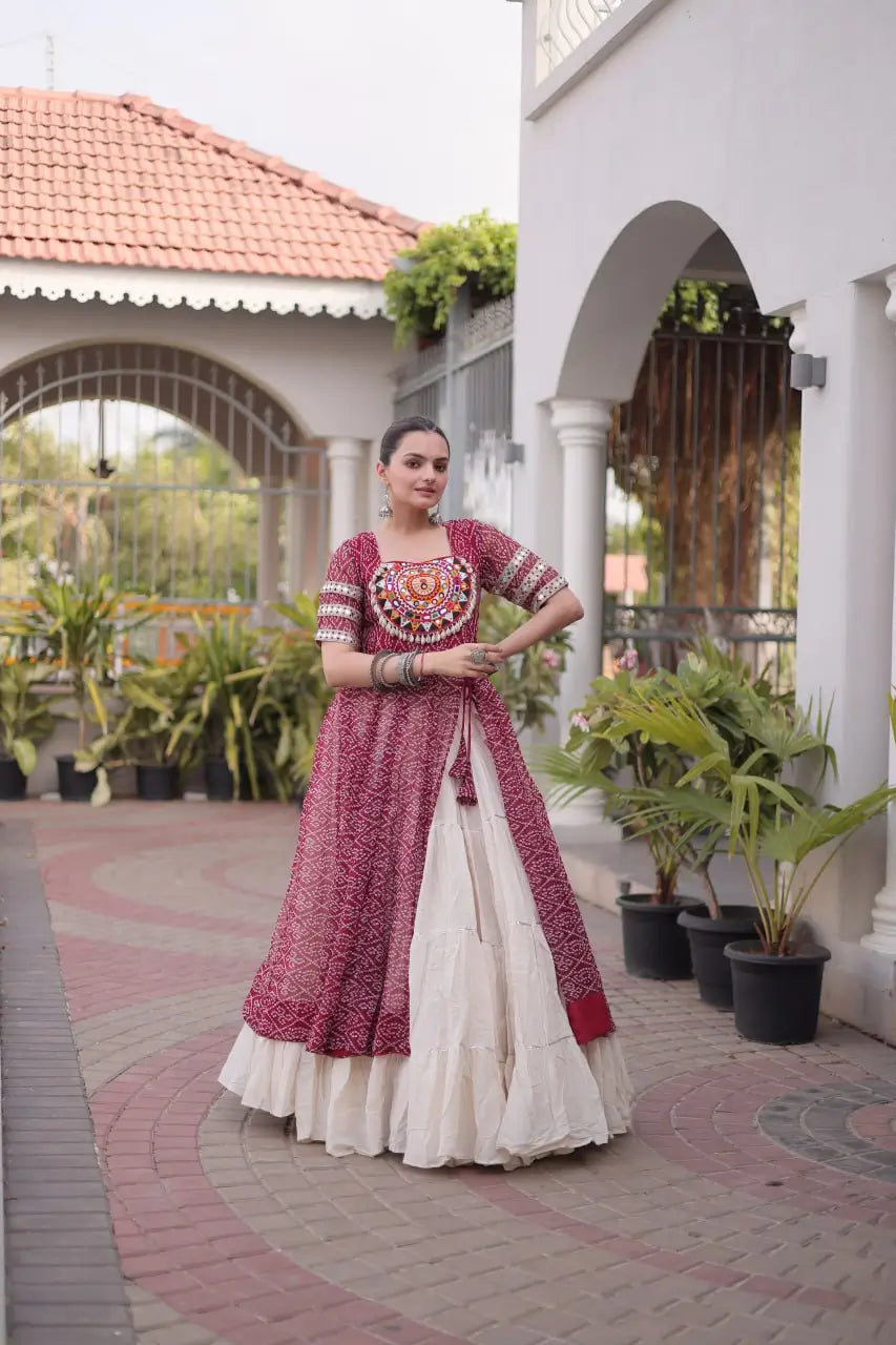 Bandhani Medallion Jacket Lehenga