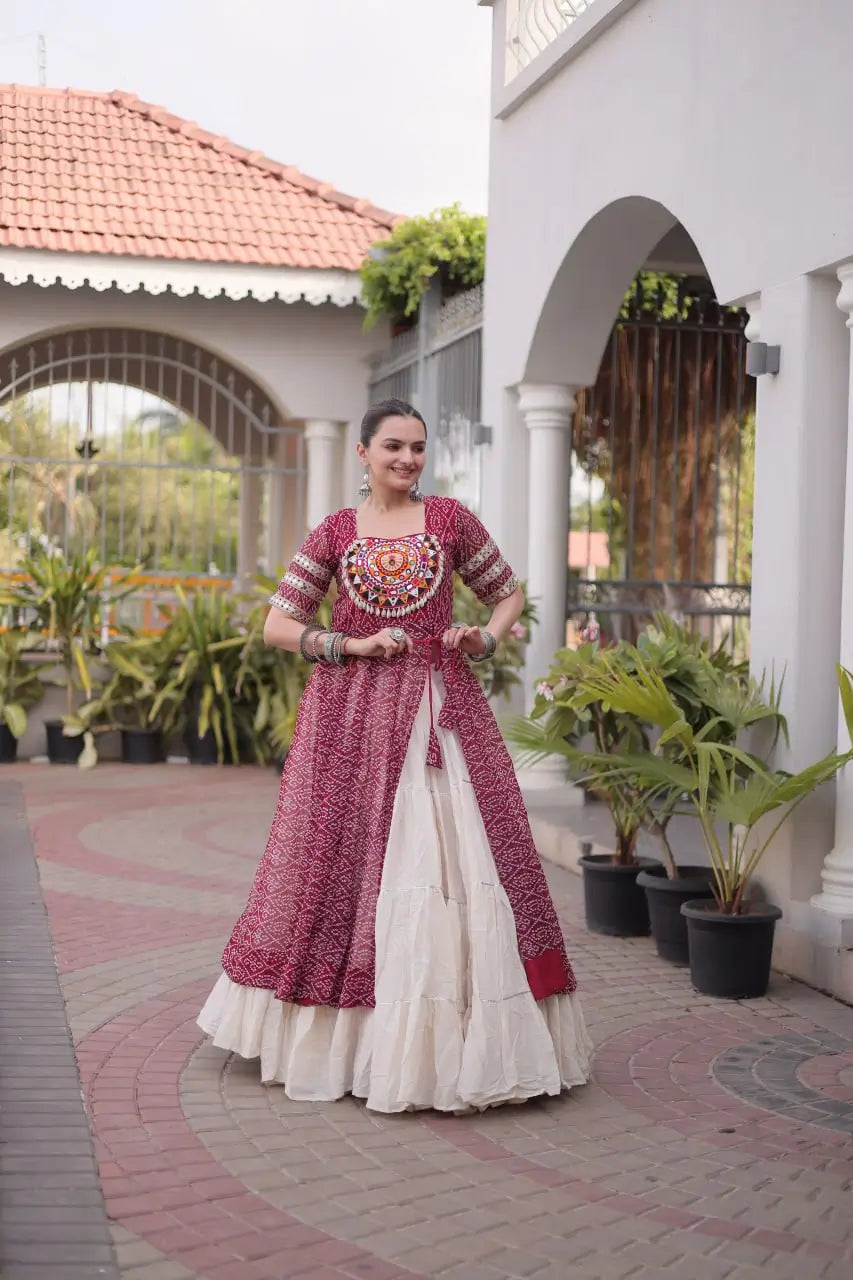 Bandhani Medallion Jacket Lehenga