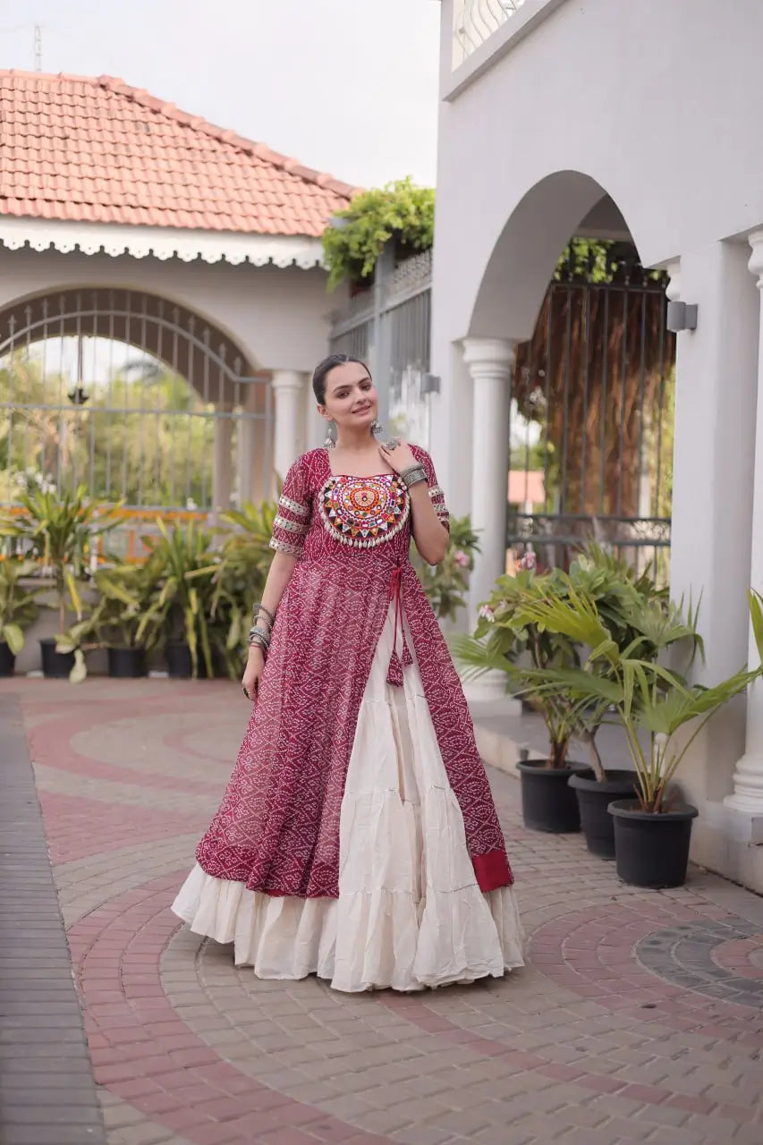 Bandhani Medallion Jacket Lehenga