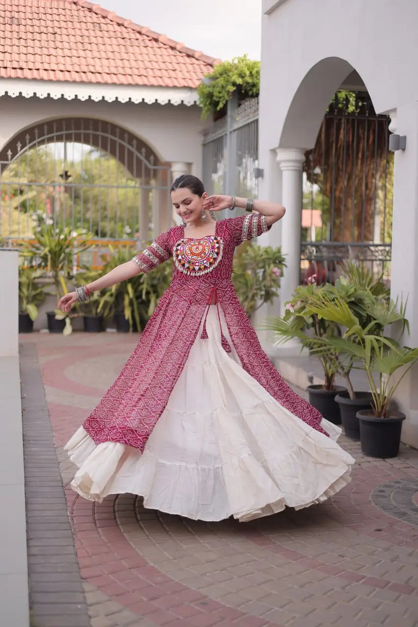 Bandhani Medallion Jacket Lehenga