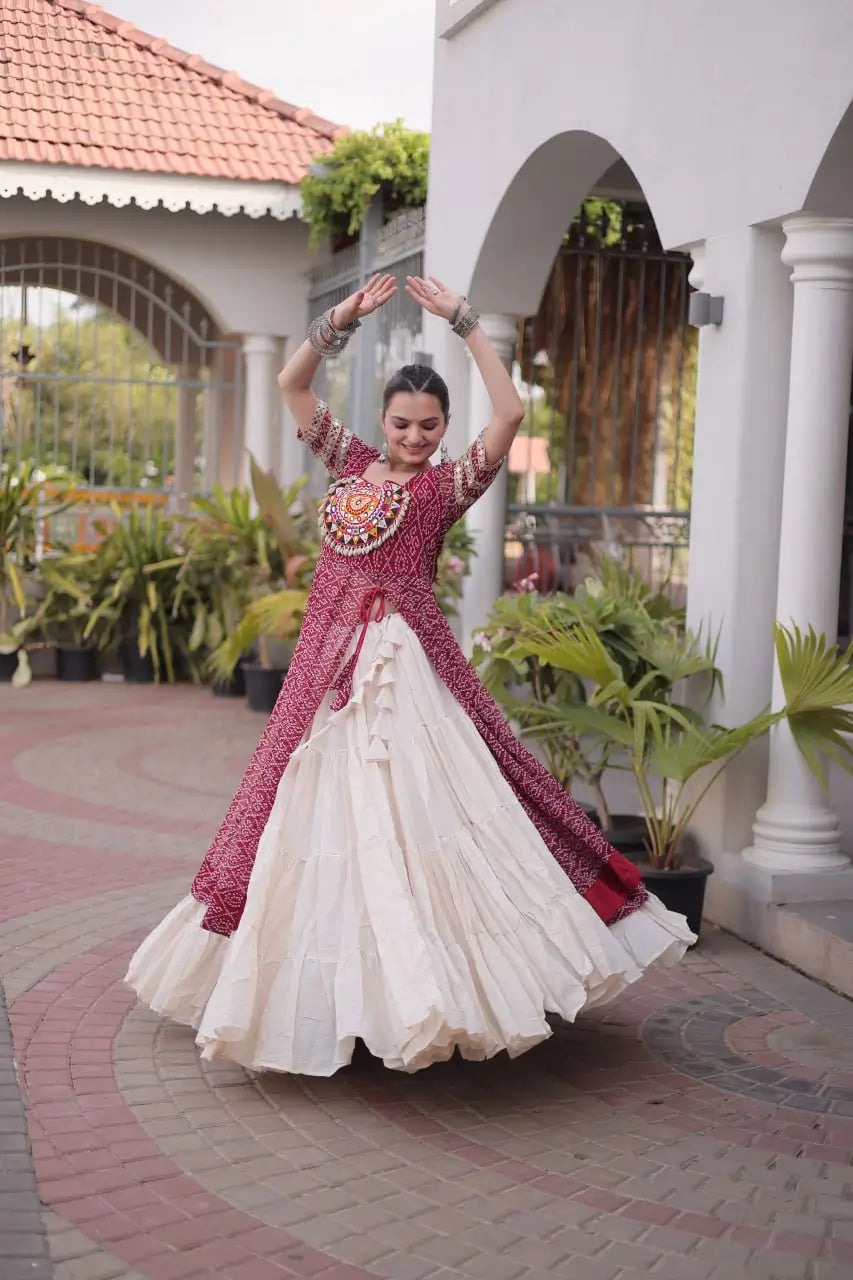Bandhani Medallion Jacket Lehenga
