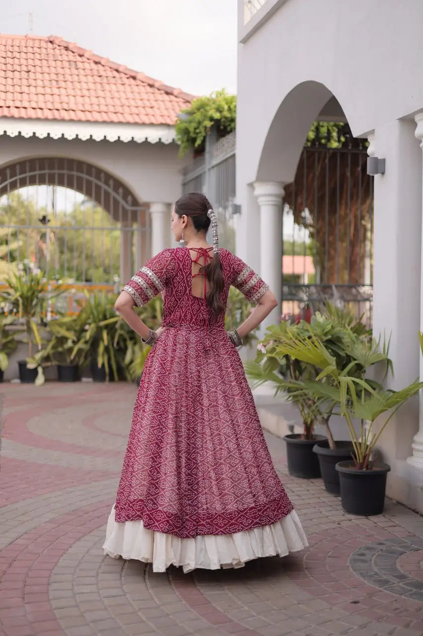 Bandhani Medallion Jacket Lehenga