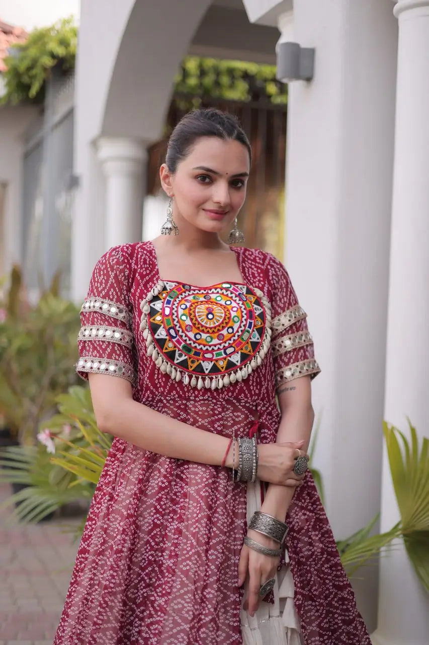 Bandhani Medallion Jacket Lehenga