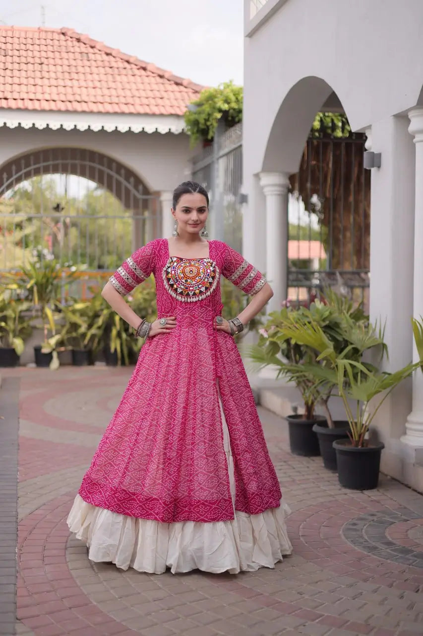 Bandhani Medallion Jacket Lehenga