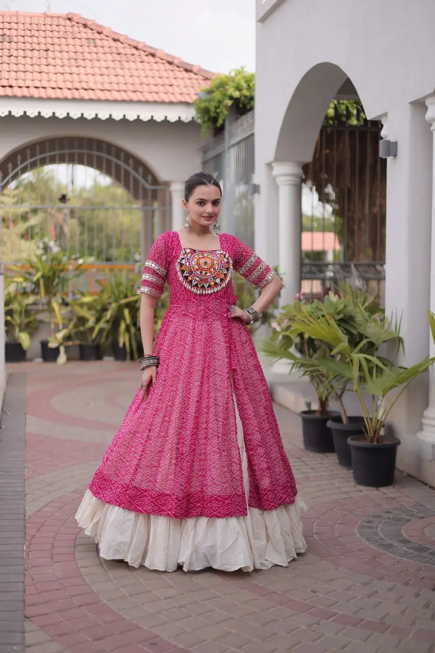 Bandhani Medallion Jacket Lehenga