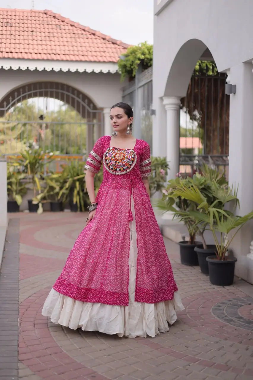 Bandhani Medallion Jacket Lehenga