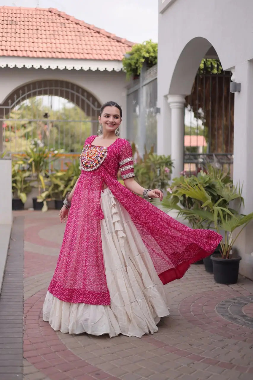 Bandhani Medallion Jacket Lehenga