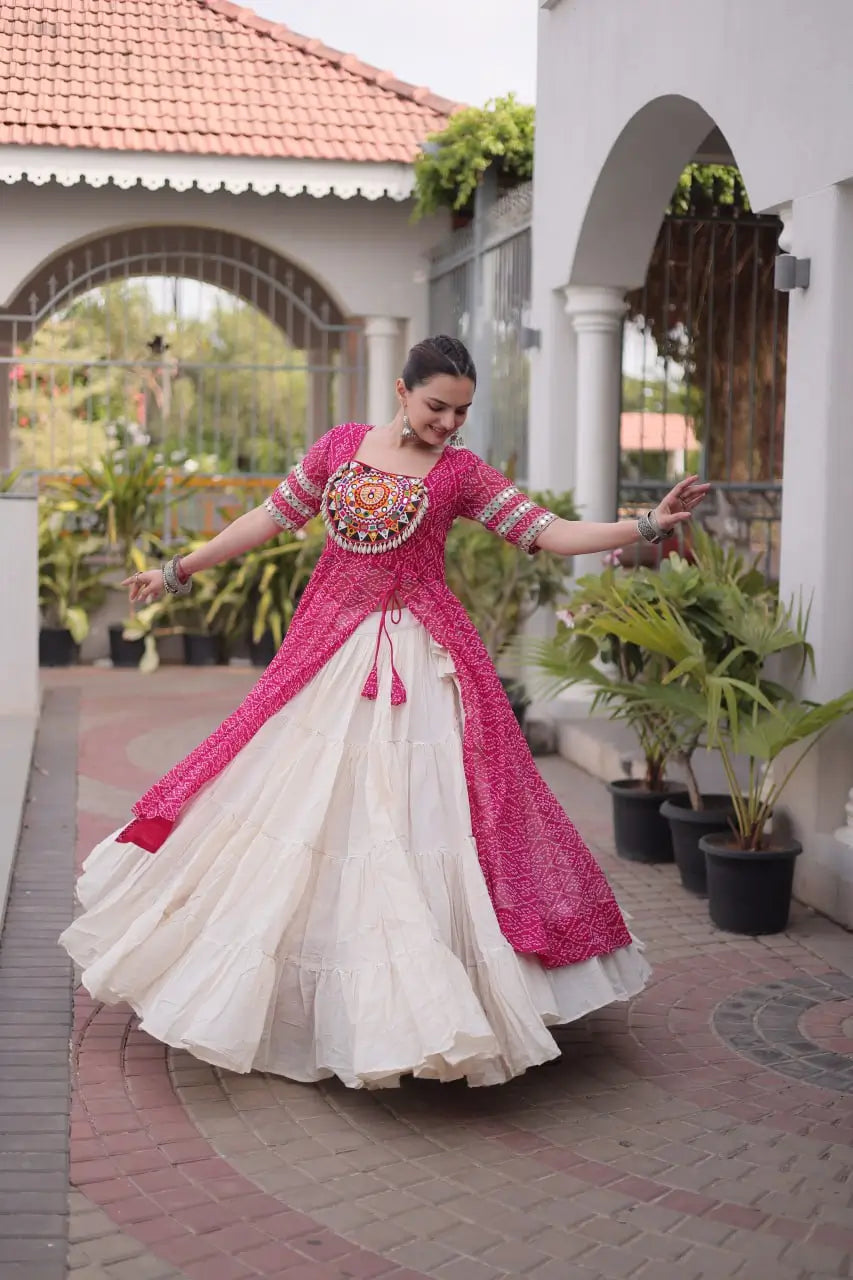 Bandhani Medallion Jacket Lehenga