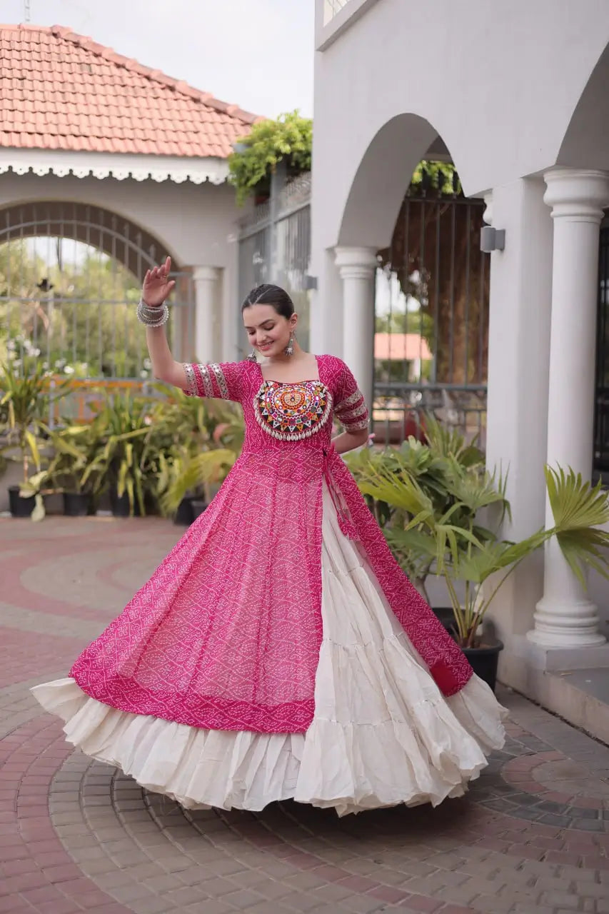 Bandhani Medallion Jacket Lehenga