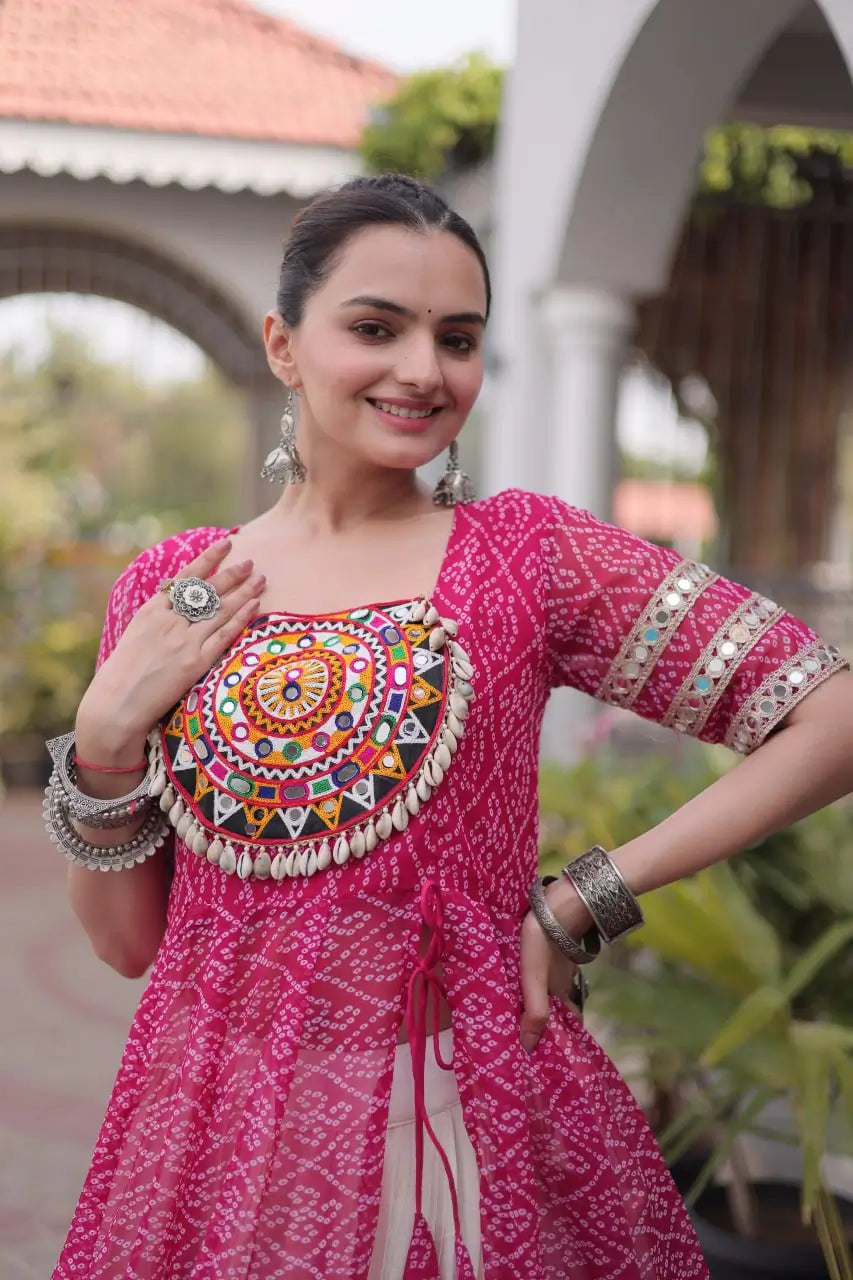 Bandhani Medallion Jacket Lehenga