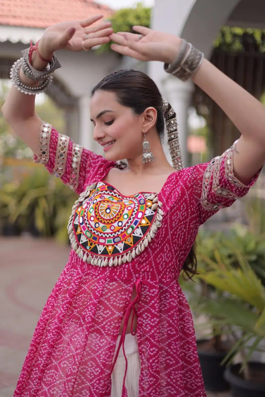 Bandhani Medallion Jacket Lehenga