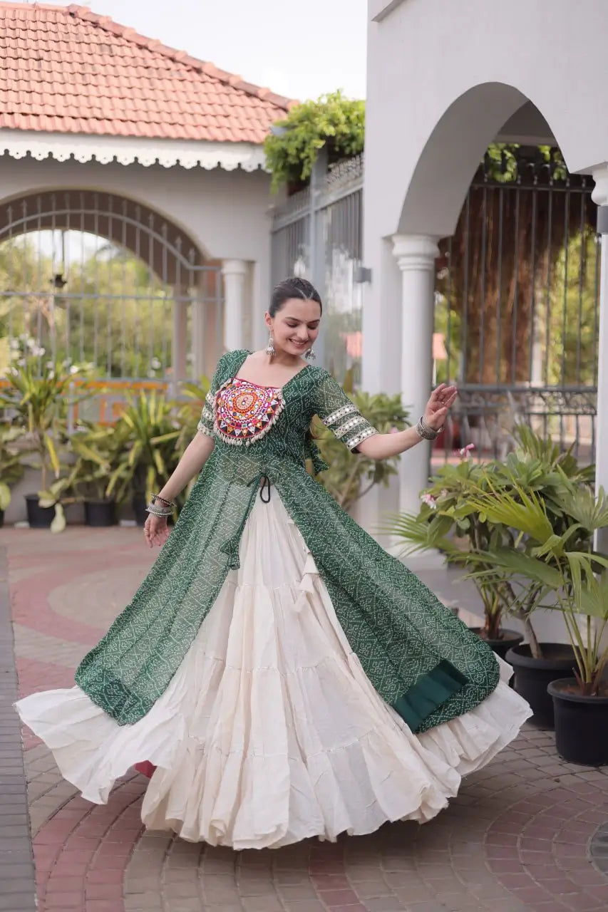 Bandhani Medallion Jacket Lehenga