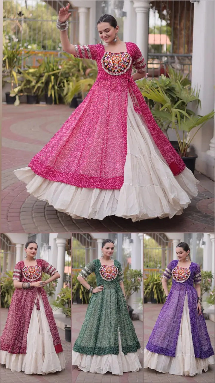 Bandhani Medallion Jacket Lehenga