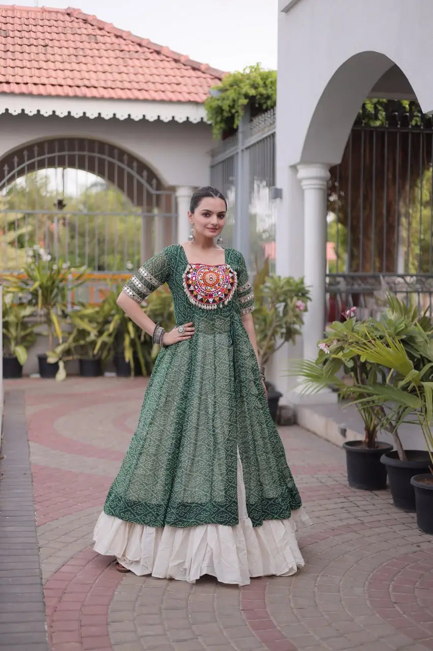 Bandhani Medallion Jacket Lehenga