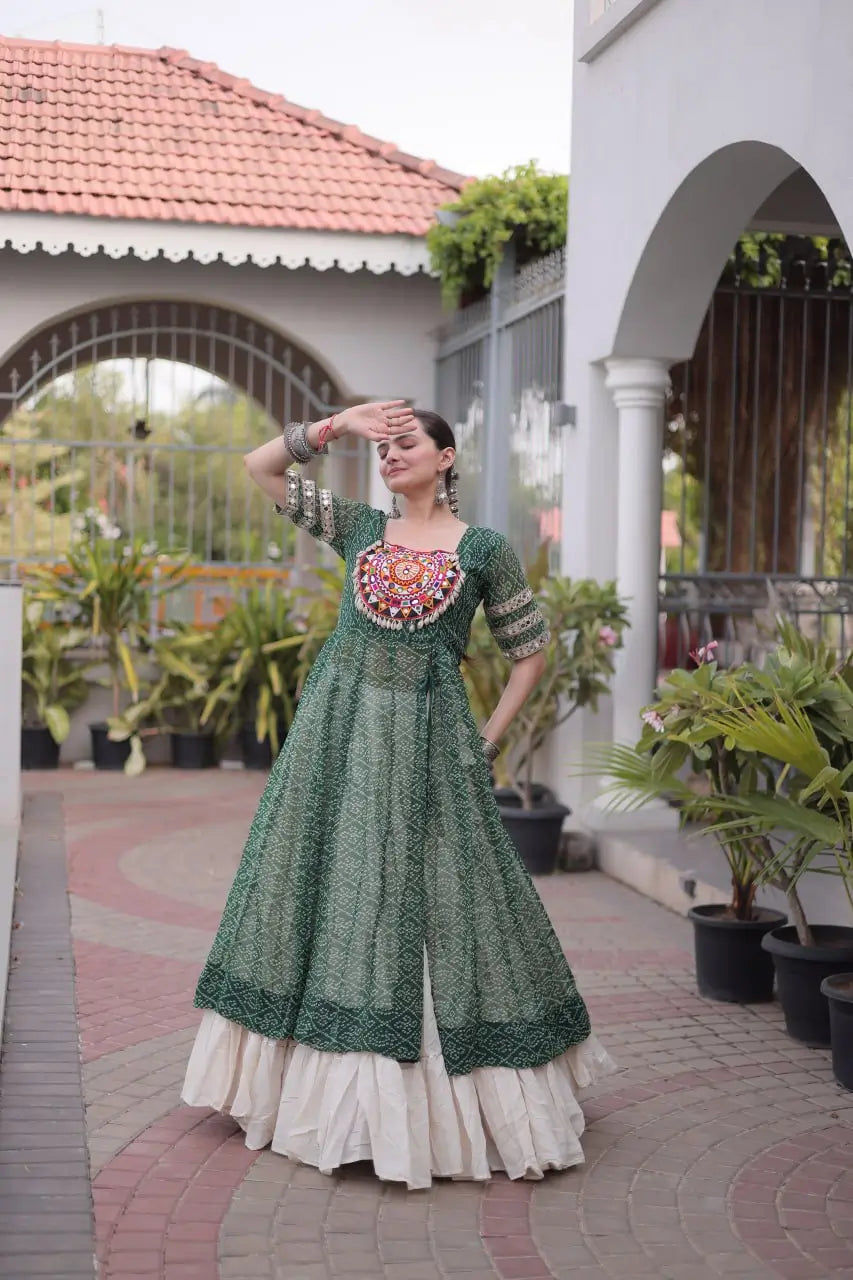 Bandhani Medallion Jacket Lehenga