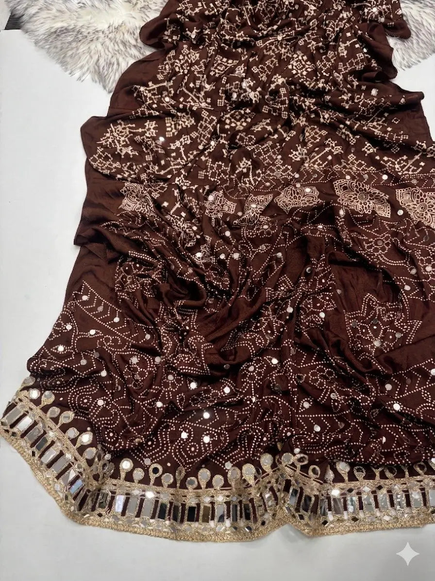 Bandhani Mirror Work Saree