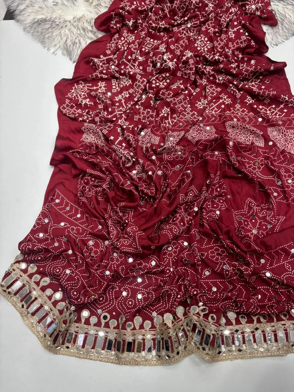 Bandhani Mirror Work Saree