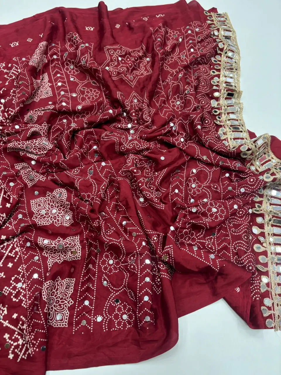 Bandhani Mirror Work Saree