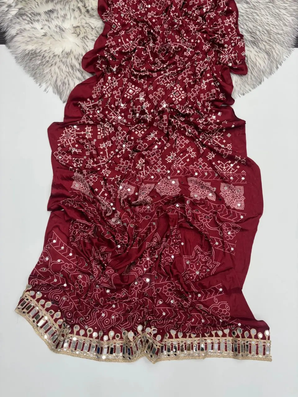 Bandhani Mirror Work Saree