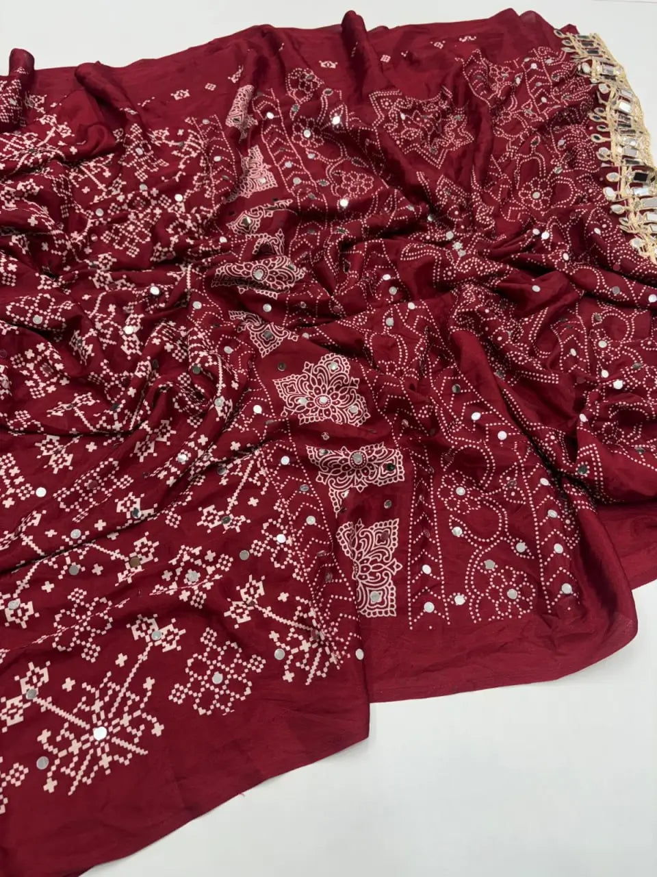 Bandhani Mirror Work Saree