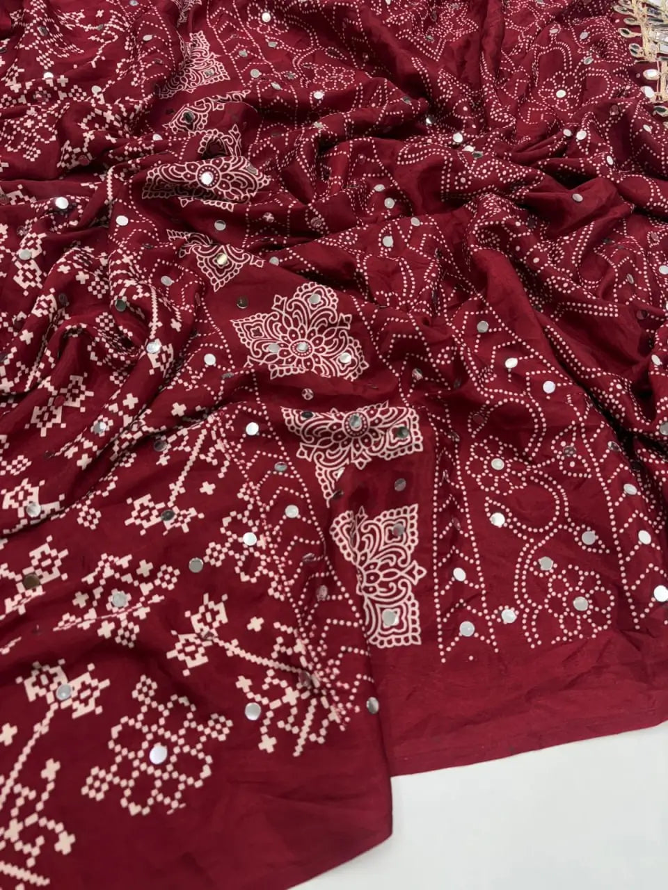 Bandhani Mirror Work Saree